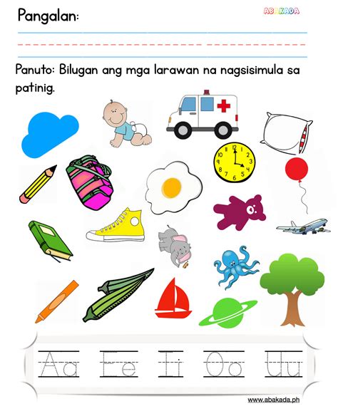 Filipino Worksheets for Pre.